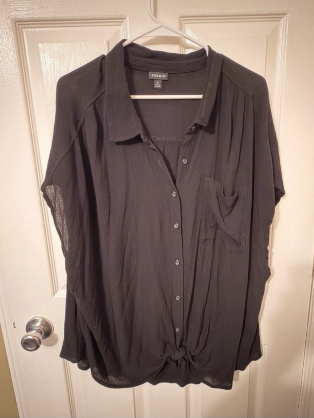 torrid Black Short-Sleeve Button Front Blouse